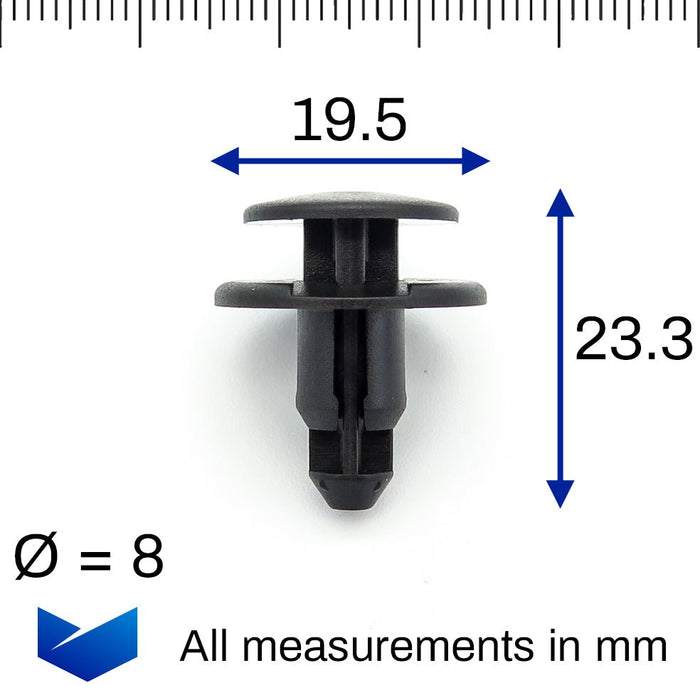 8mm Push Fit Expanding plastic Rivet, Vauxhall 11612035 - VehicleClips
