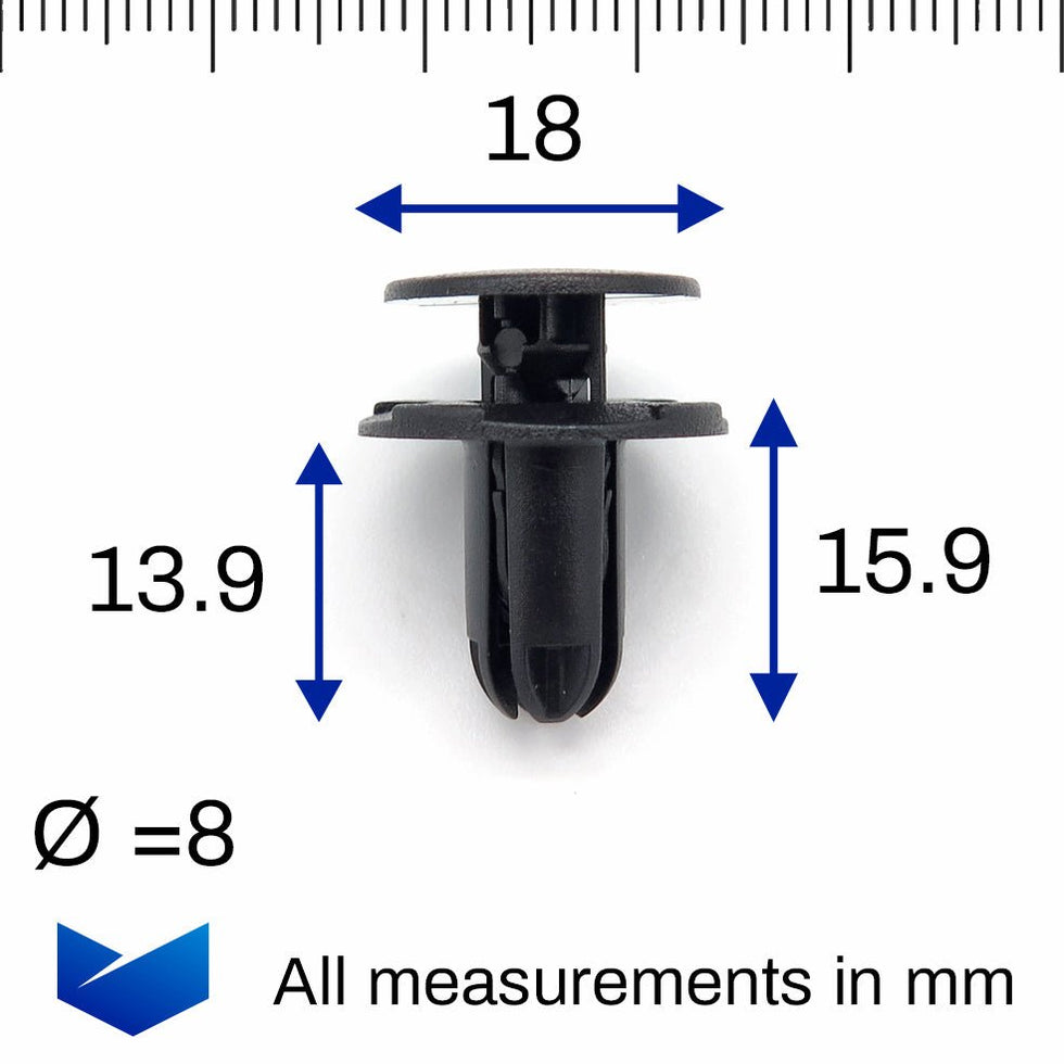 8mm Push Fit Plastic Rivet Kia 1420608250b 865952t500 — Vehicleclips 