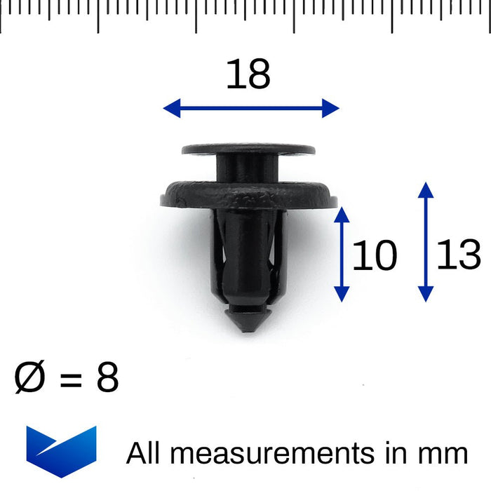 8mm Push Fit Plastic Trim Clip, Subaru 909140044 - VehicleClips
