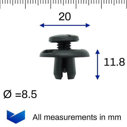 8mm Screw Fit Plastic Rivets- Honda 91512-SM4-003 - VehicleClips