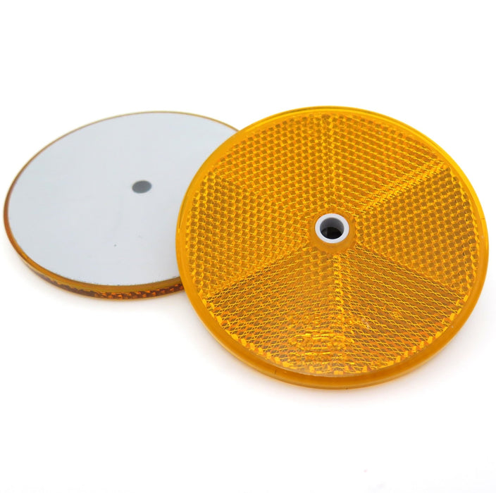 Amber Circular Reflector with Centre Hole, 84mm - VehicleClips