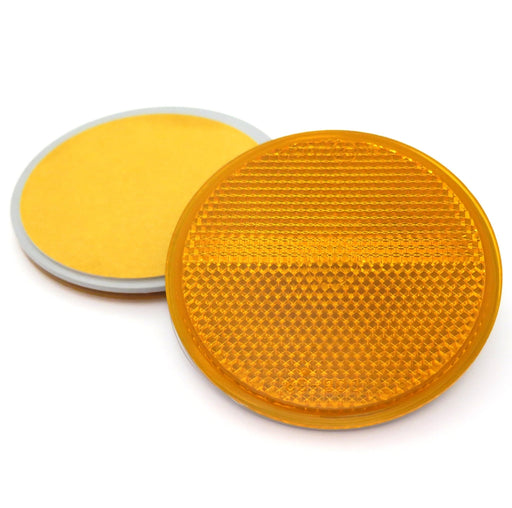 Circular Amber Reflector, Self Adhesive Mounting, 78mm, E-Approved - VehicleClips