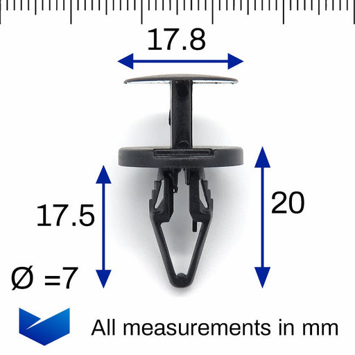 Push Fit Expanding Trim Clip for Bumper & Trims, 7mm hole, Vauxhall 11589289 - VehicleClips
