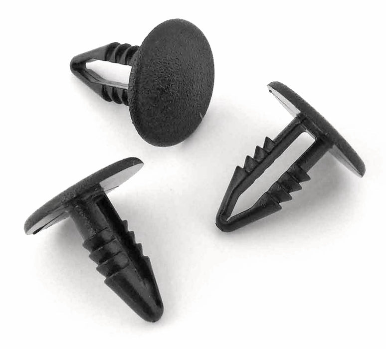 Push Fit Trim Panel Clips- 3-5mm Hole- 14mm Head- Black - VehicleClips