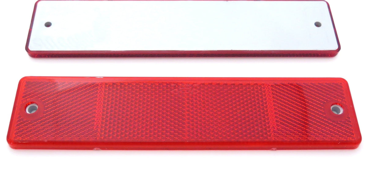 Roter großer rechteckiger Reflektor, Schraubbefestigung, 173 mm x 40 mm