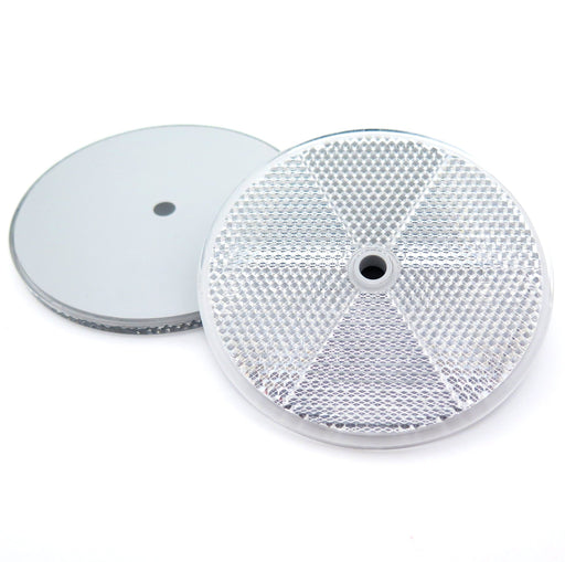 White Circular Reflector with Centre Hole, 84mm - VehicleClips