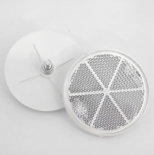 White Circular Reflector with Rear Bolt Attachment, 60mm - VehicleClips